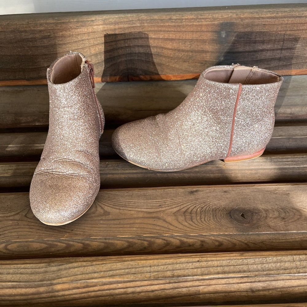 Zara Girls Blush Pink Glitter Sparkle Ankle Booties Boots Girls 29 US 12 Toddler